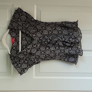 Sunny Leigh, Women's, Sz PSM, Black & Grey Ruffled Front, Collar & Sleeve